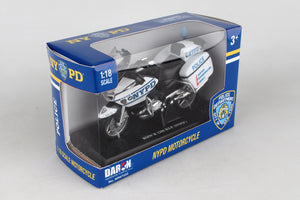 NR67555 NYPD Police motorcycle 1/18 by Daron Toys