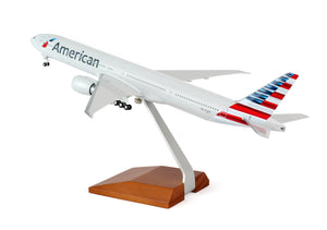 SKR5041 SKYMARKS AMERICAN 777-300 1/200 W/GEAR & WOOD STAND