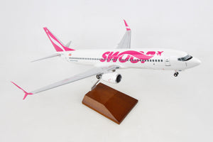 SKR8273 SKYMARKS SWOOP 737-800 1/100 W/WOOD STAND & GEAR - SkyMarks Models