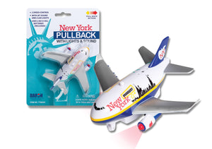 New York pullback airplane with lights and sound for children ages 3 and up by Daron toys
